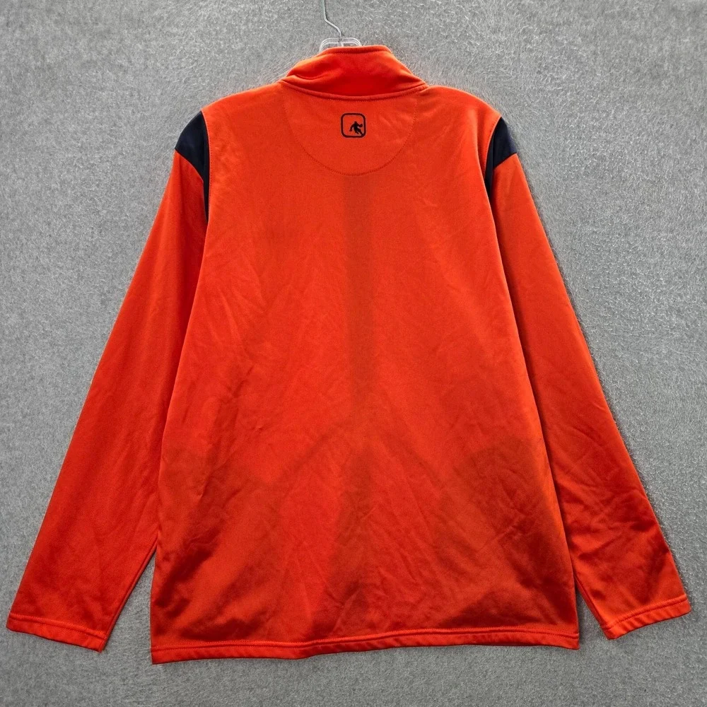 AND1 Men‎ Track Jacket Large Orange Full Zip Logo Mock Neck Pockets Long Sleeve